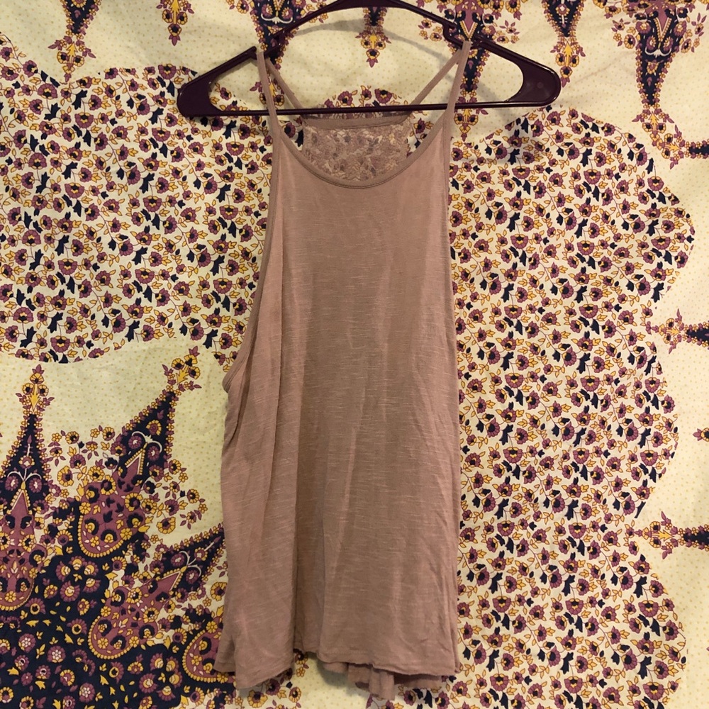 purple lace back tank